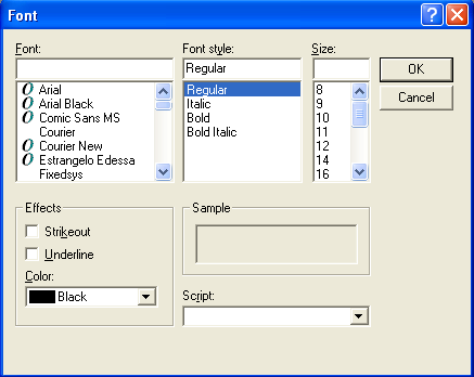 Font Common Dialog Box