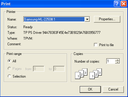 Printer Common Dialog Box
